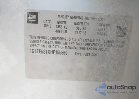 2017 Chevrolet Malibu 1Lt from USA, damaged, VIN 1G1ZE5STXHF155850